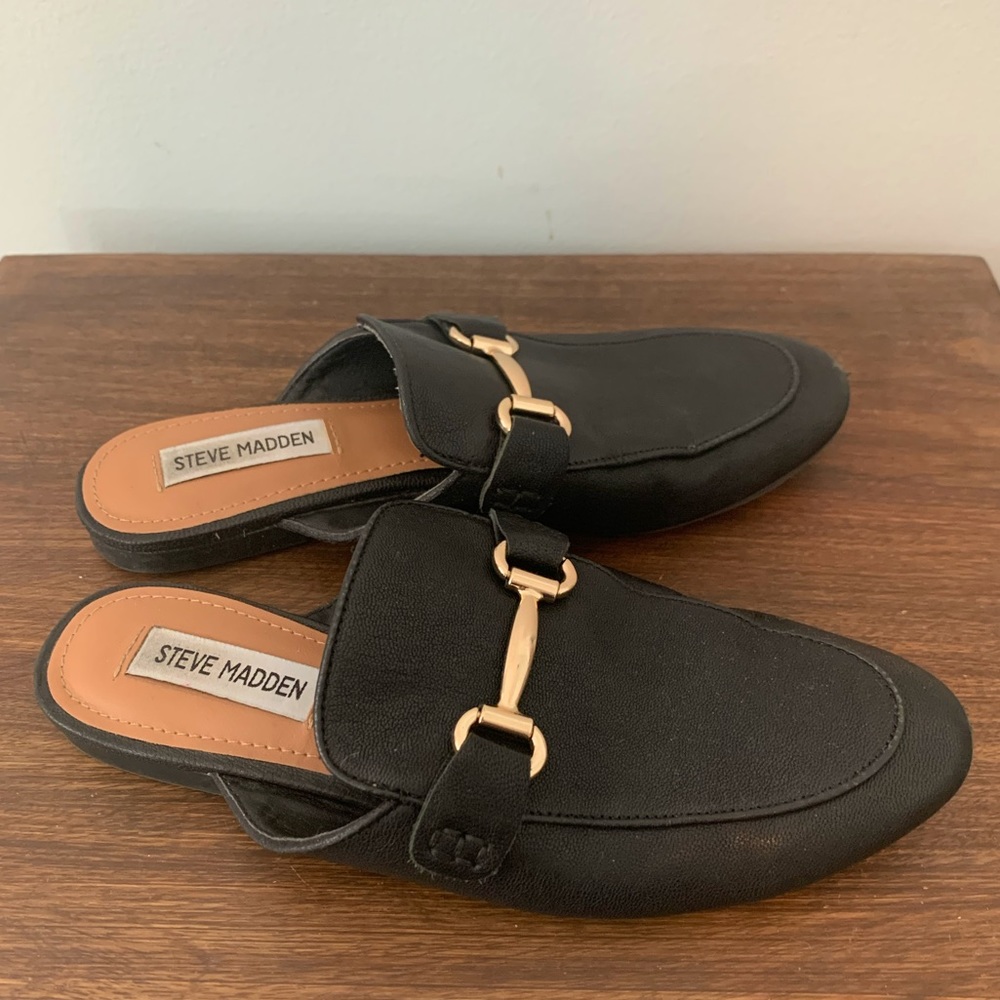 Steve Madden Macrae Black Leather Mule Sz 7